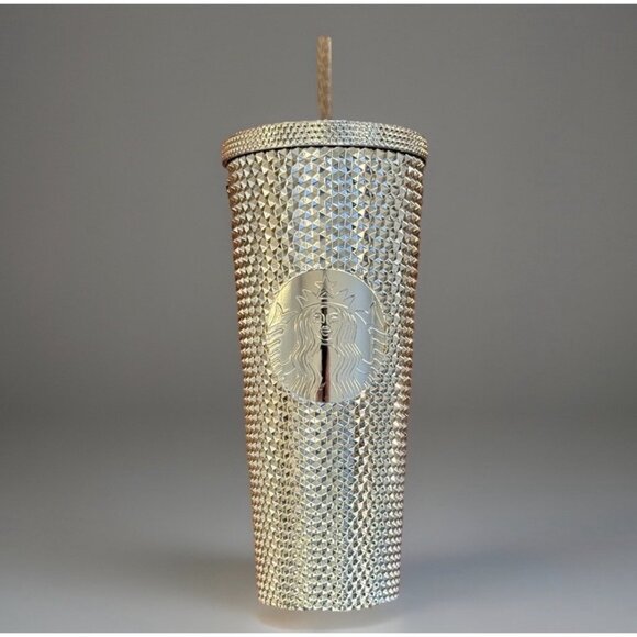 STARBUCKS Christmas Holiday 2022 Gold Bling Studded VENTI 24 oz TUMBLER Cold Cup - Picture 1 of 10